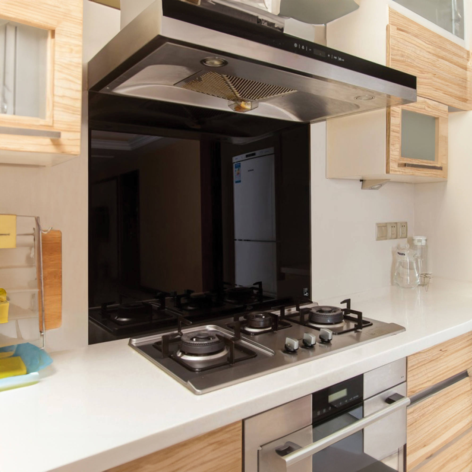 Toughened 60cm x 75cm Black Glass Kitchen Splashback Toughened 60cm x 75cm Black Glass Kitchen Splashback