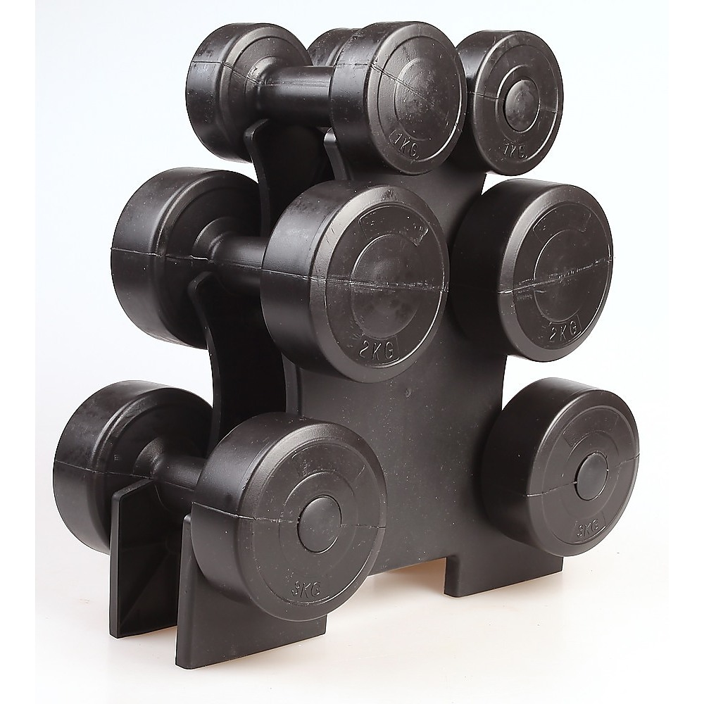 12KG DUMBBELL WEIGHTS SET & STAND RACK HOME GYM EXERCISE WORKOUT WEIGHT