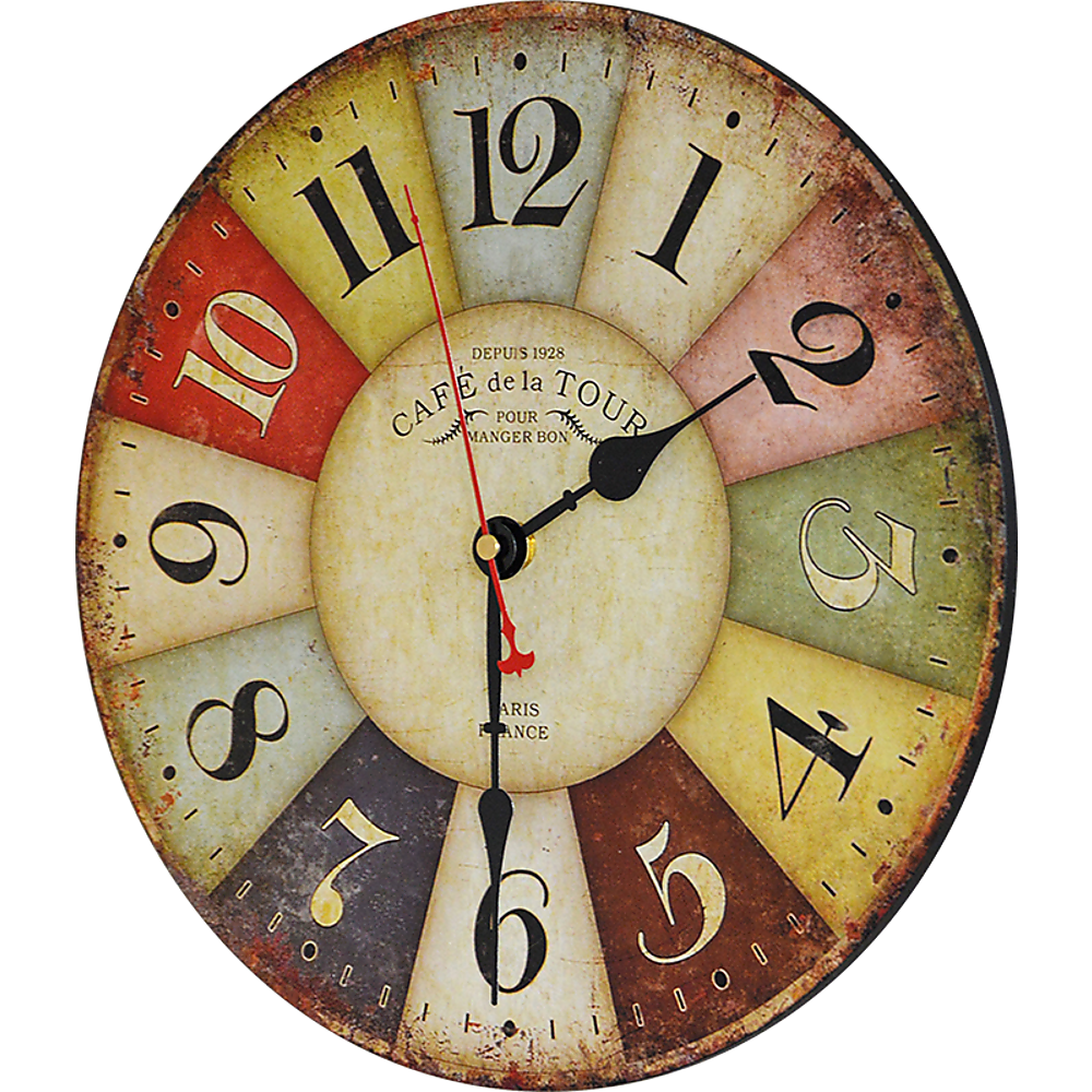 Large Colourful Wall Clock Kitchen Office Retro Timepiece eBay