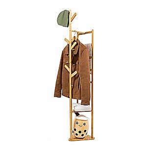 Clothes Coat Rack Garment Stand Shelf Wooden Tree Hanger Bag Hat Hook Holder